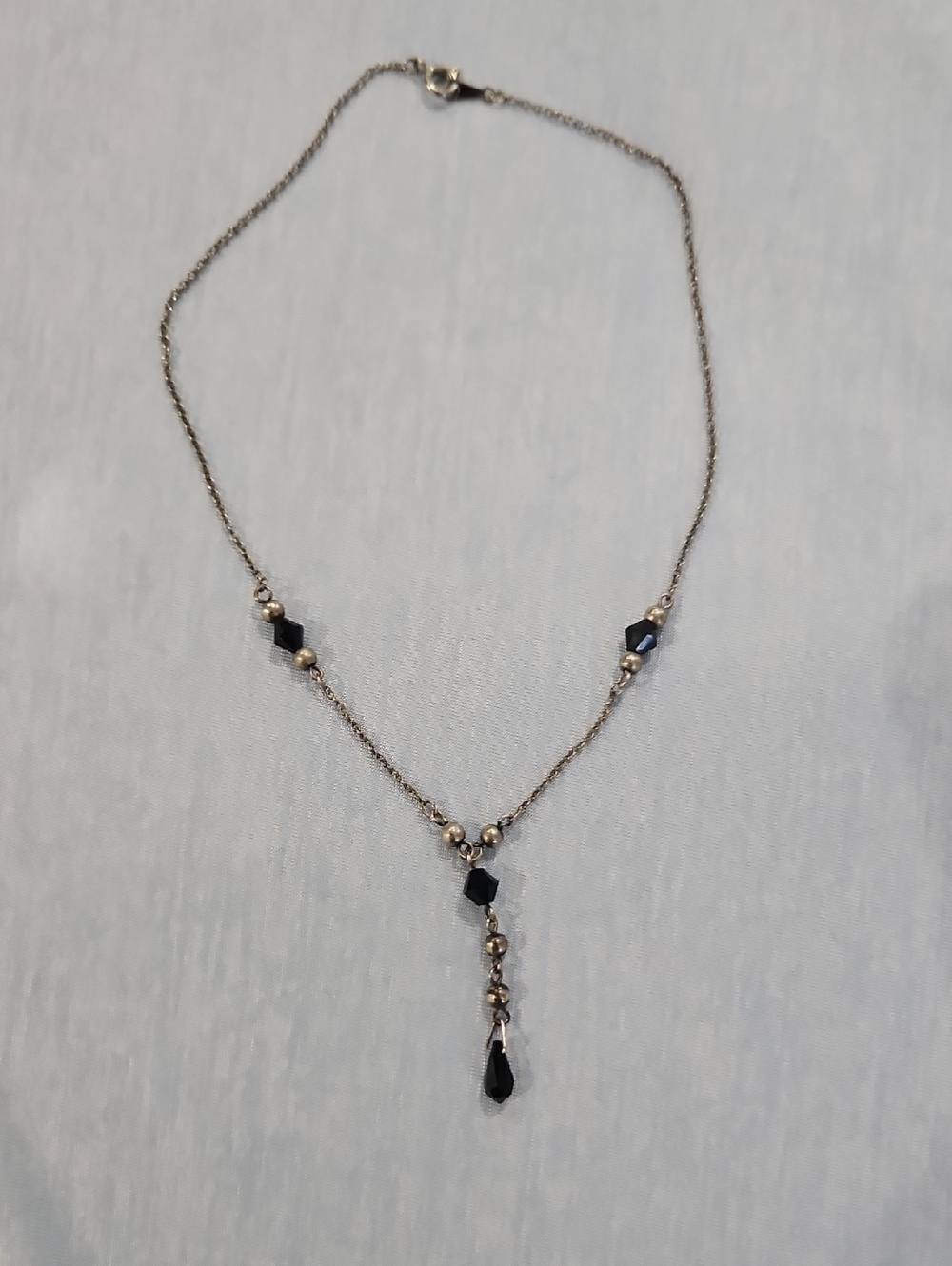 Elegant Black Crystal Y-Drop Necklace